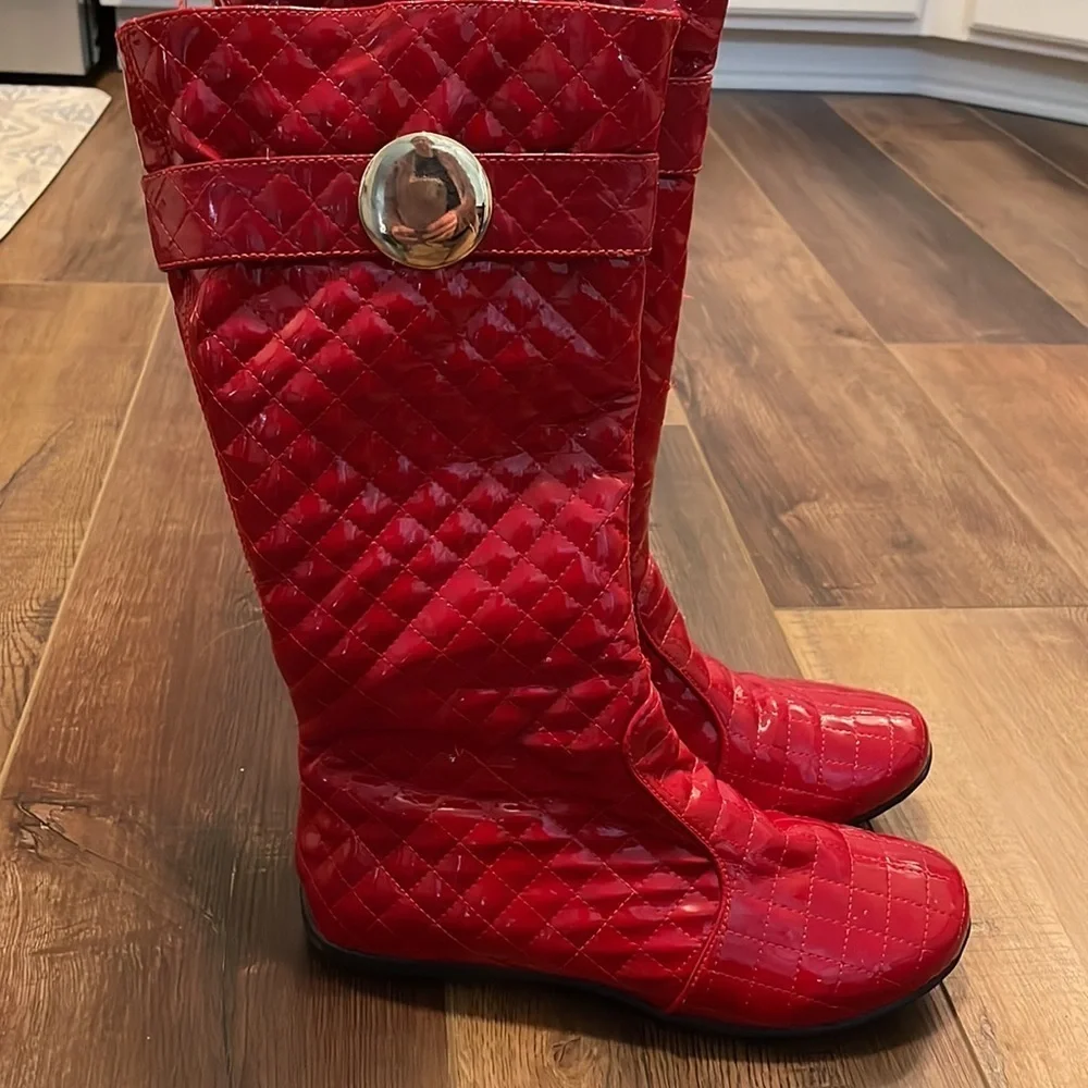 Primigi Red Quilted patent leather‎ boots size 36/5.5